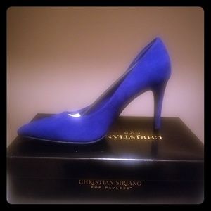 Blue Suede Stiletto by Christian Siriano